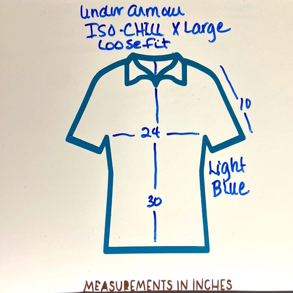 Under Armour ISO-CHILL Performance Shirt. Light Blue and White. X-Large - Picture 7 of 8